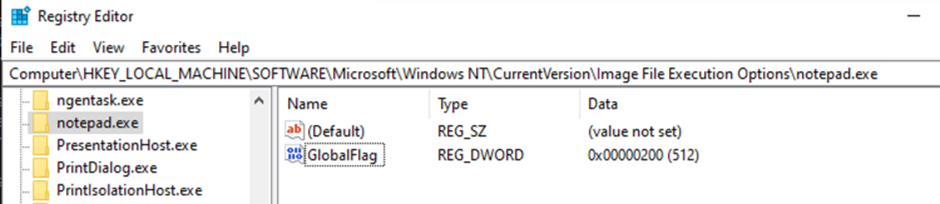 global flag registry key